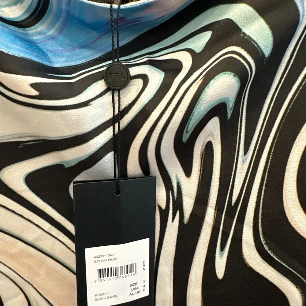 The Fifth Label Swirl Print Midi Skirt - Black, White, Blue - Picture 4 of 4